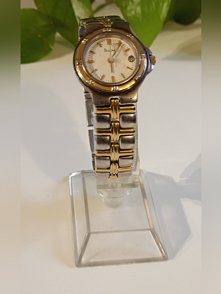 Bulova TwoTone Silver And Gold Ladies Bracelet Watch